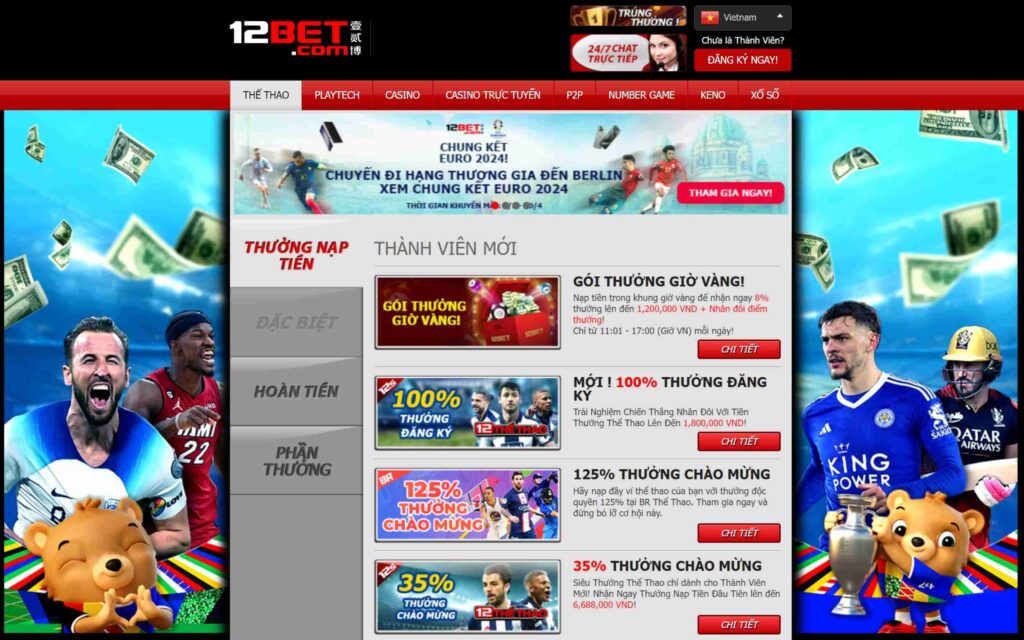 12BET - Nhà cái có nhiều chương trình ưu đãi hàng đầu