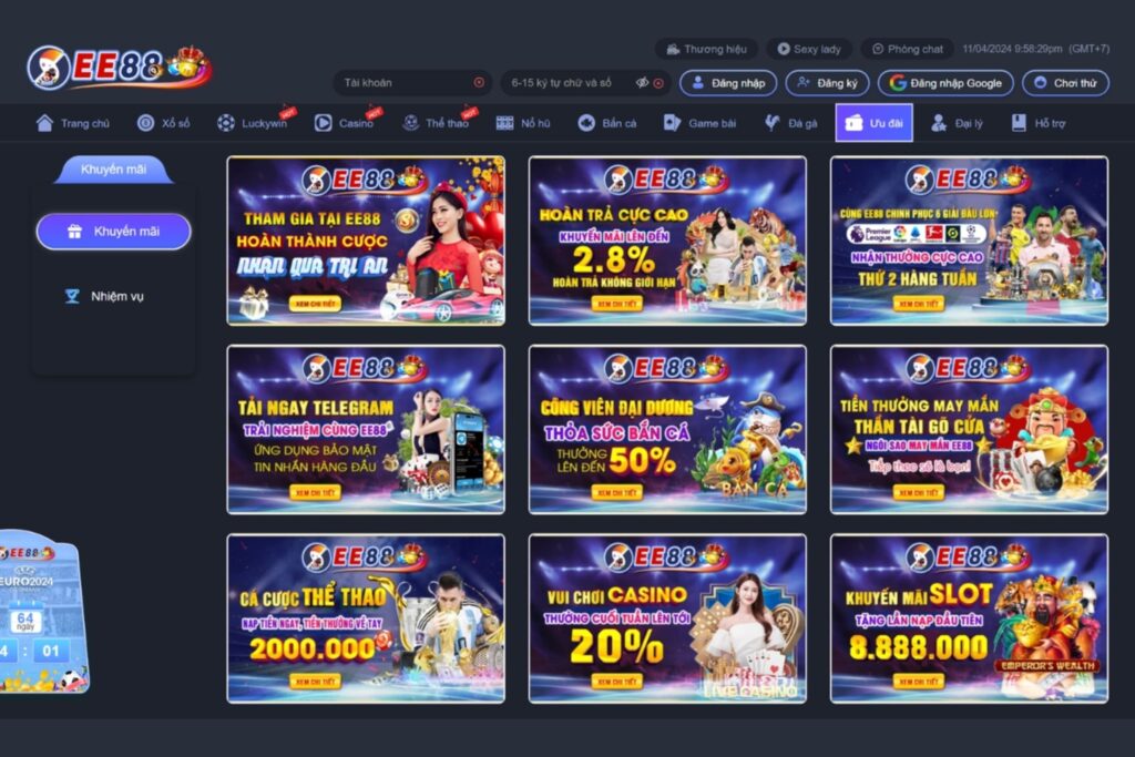 Ee88 Casino có hàng vạn khuyến mãi hấp dẫn