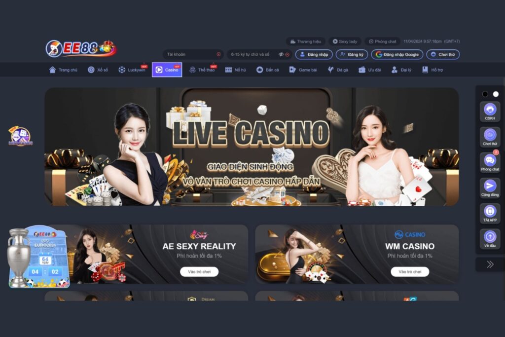 Ee88 Casino thu hút hàng triệu game thủ tham gia và trải nghiệm