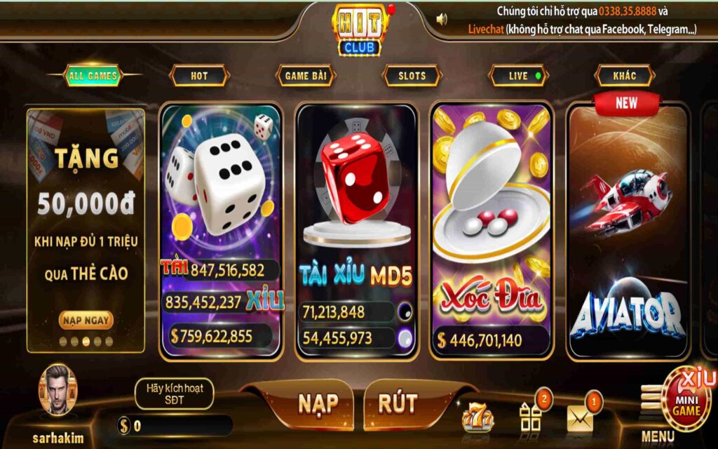 Kho tàng game đa dạng thu hút khách hàng tại HITCLUB