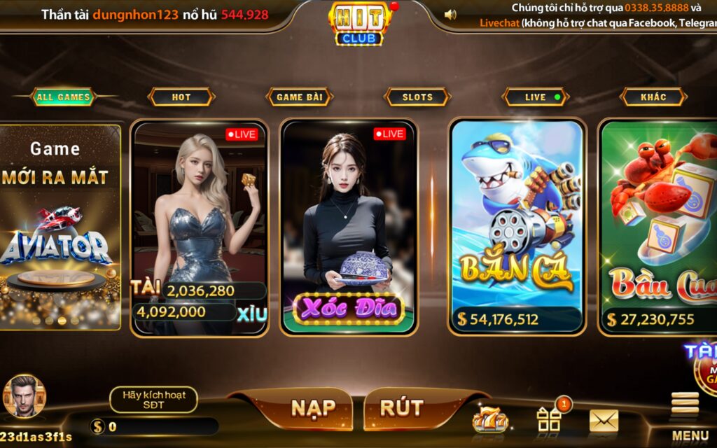 Các trò chơi đa dạng tại cổng game Hit Club